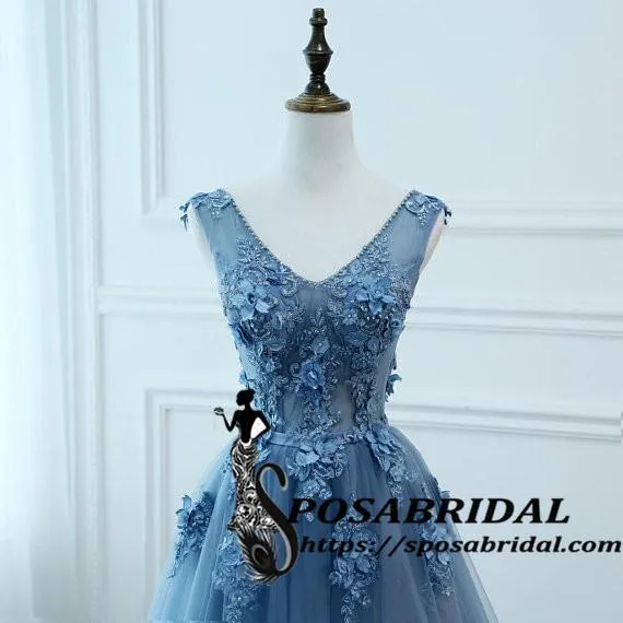 Sexy V-neck Low Back Women Formal Evening Prom Party Dresses Long Lace Flowers Bridesmaid Dresses ,WG321