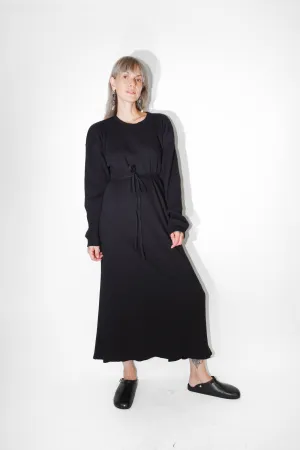 Shaw Long Sleeve Caftan in Black Organic Cotton Fleece