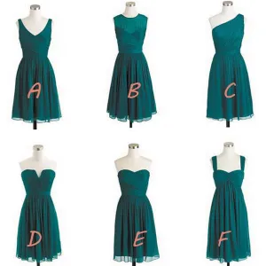short bridesmaid dresses 2020 mismatched hunter green chiffon cheap custom wedding party dress