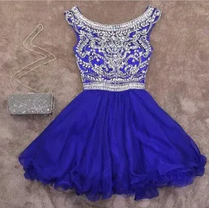 short homecoming dresses 2020 beaded royal blue chiffon cheap prom dresses vestido de graduation
