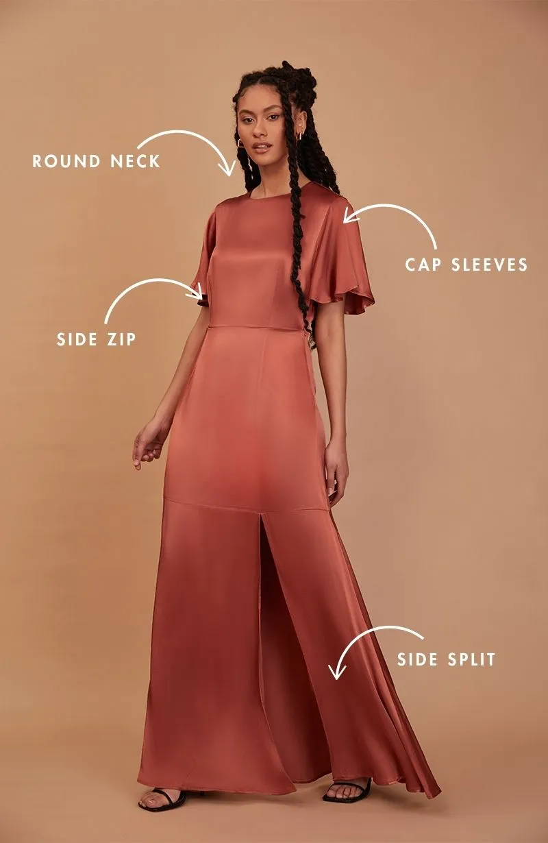 Sienna Dress in Terracotta Lenzing™ Ecovero™ Satin