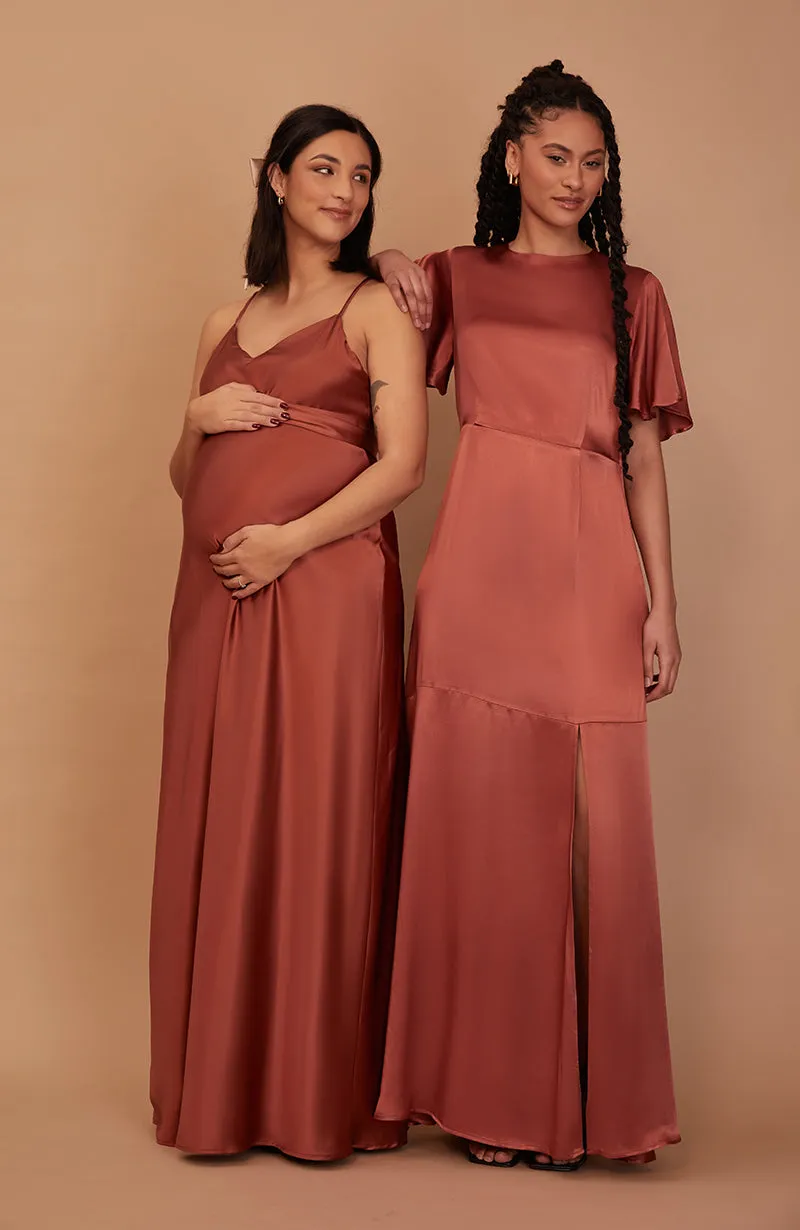 Sienna Dress in Terracotta Lenzing™ Ecovero™ Satin