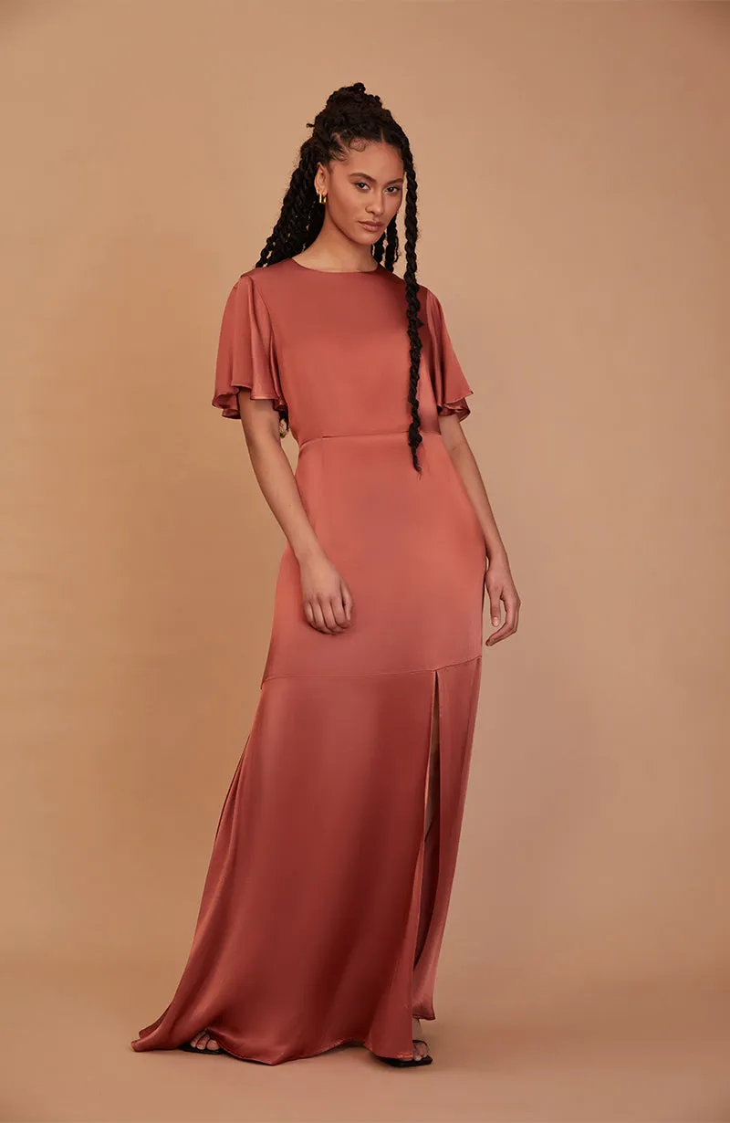 Sienna Dress in Terracotta Lenzing™ Ecovero™ Satin
