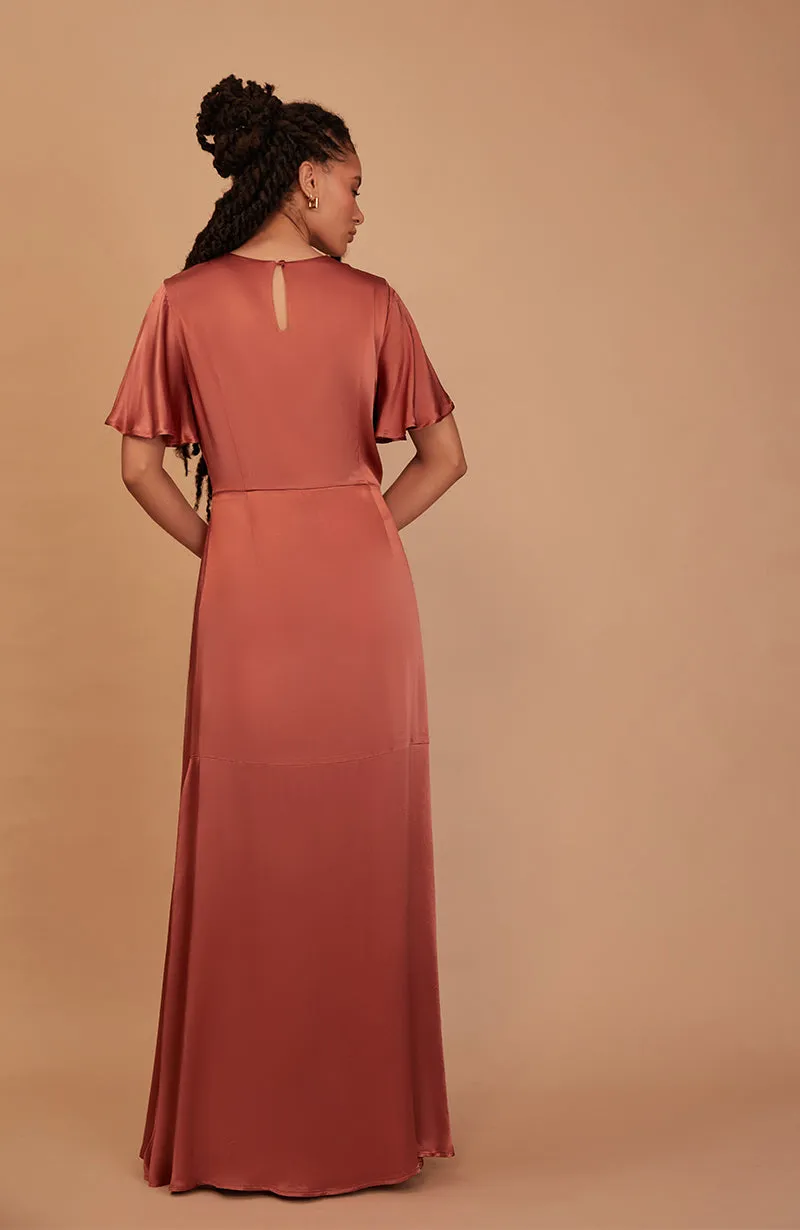 Sienna Dress in Terracotta Lenzing™ Ecovero™ Satin