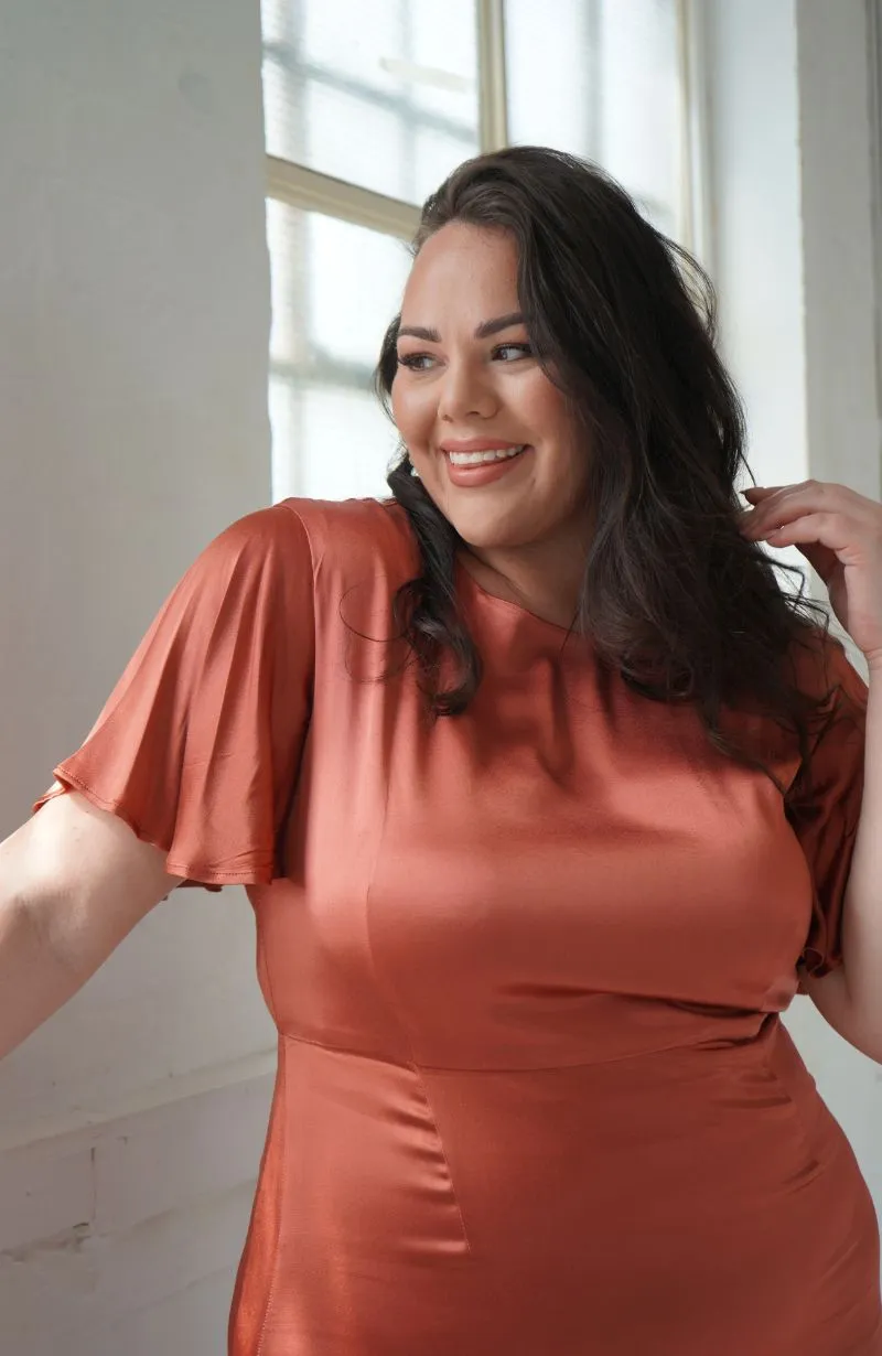 Sienna Dress in Terracotta Lenzing™ Ecovero™ Satin