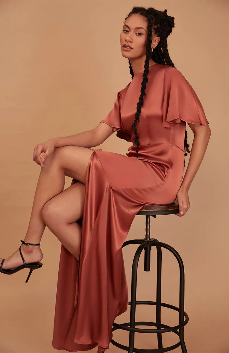 Sienna Dress in Terracotta Lenzing™ Ecovero™ Satin