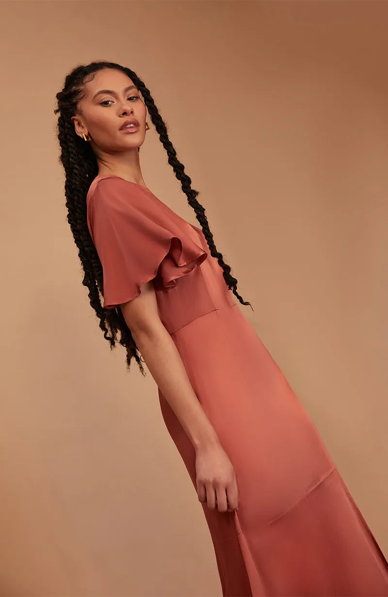 Sienna Dress in Terracotta Lenzing™ Ecovero™ Satin