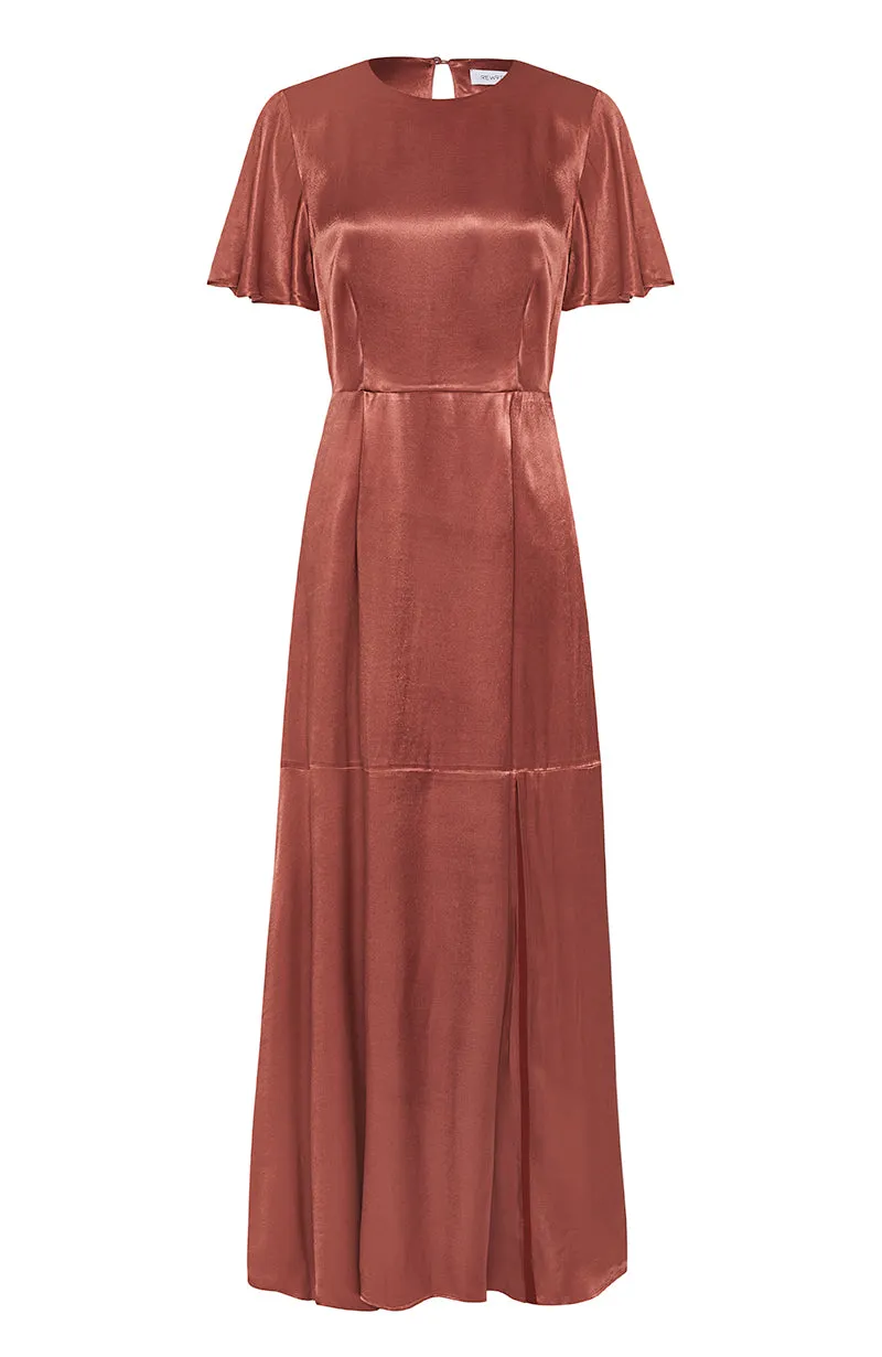 Sienna Dress in Terracotta Lenzing™ Ecovero™ Satin