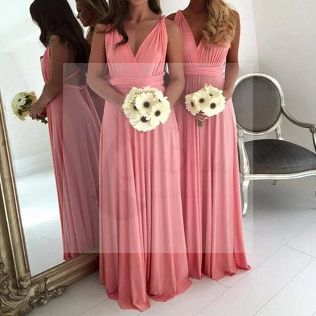 Simple Cheap Jersey Convertible Open Back Sexy Long High Quality Handmade Bridesmaid dresses, WG45