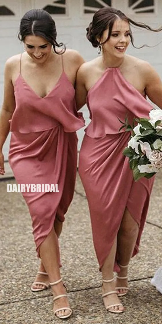 Simple Mismatched Backless High-low Chiffon Bridesmaid Dress, FC2683