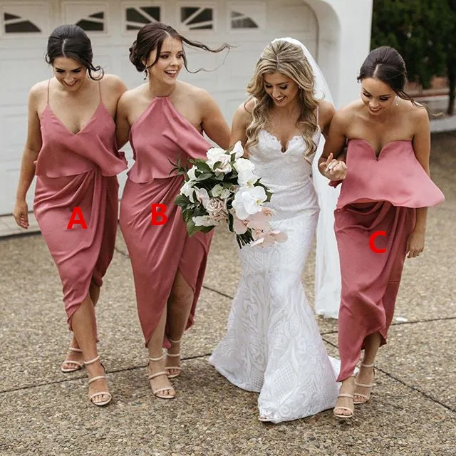 Simple Mismatched Backless High-low Chiffon Bridesmaid Dress, FC2683