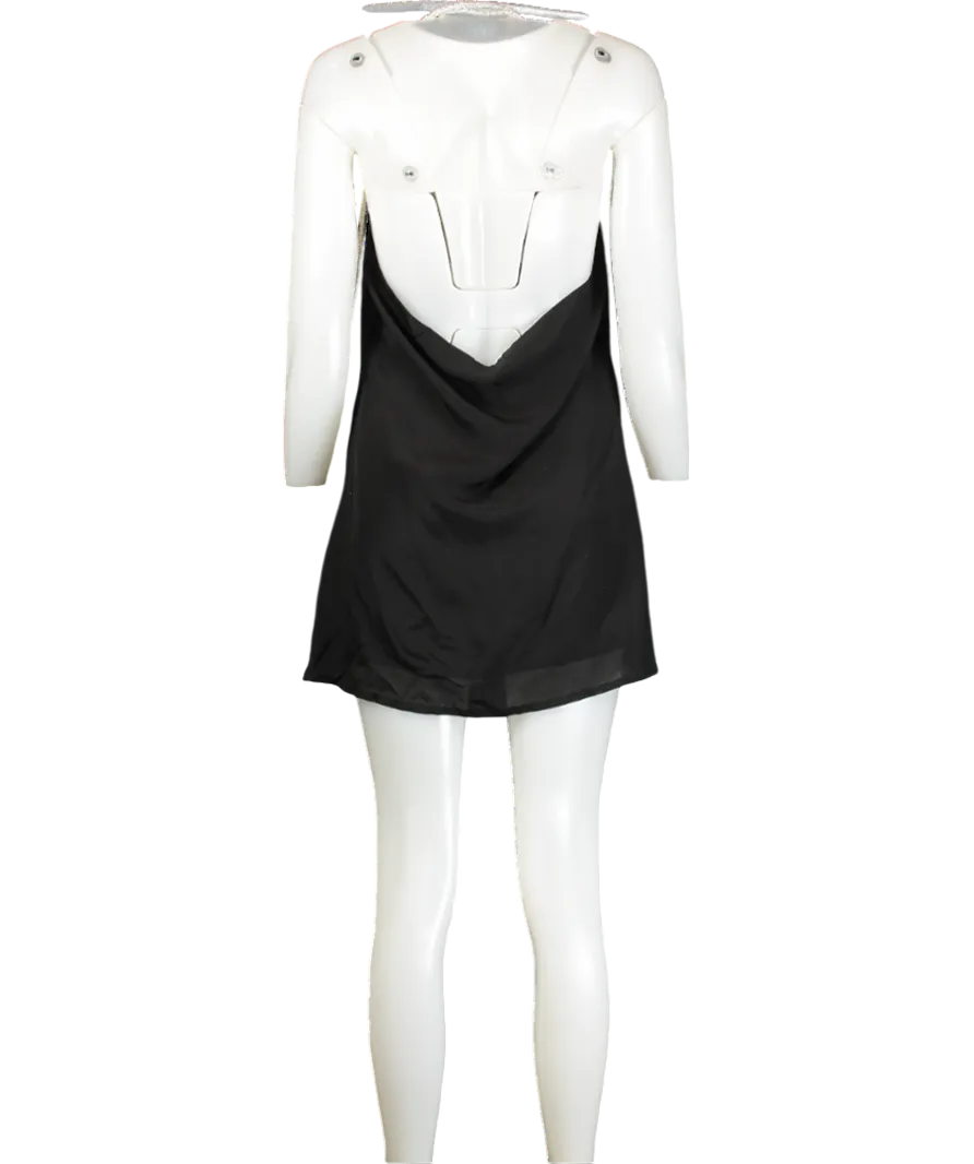 Sisters The Label Blue Tiffany Mini Dress - Black Silk With Flower Detail One Size