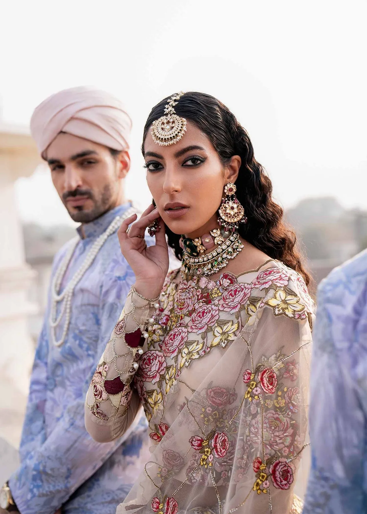 Snow White Floral Embroidered Pakistani Wedding Dress Lehenga Choli