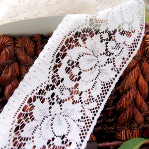 Soft Big Rose Flat Insertion Lace - Off White 3½" wide