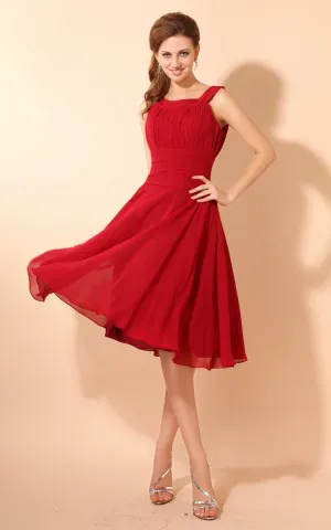 Soft Flowing Fabric Square-Neck Midi Dress With Draping-GC_101549