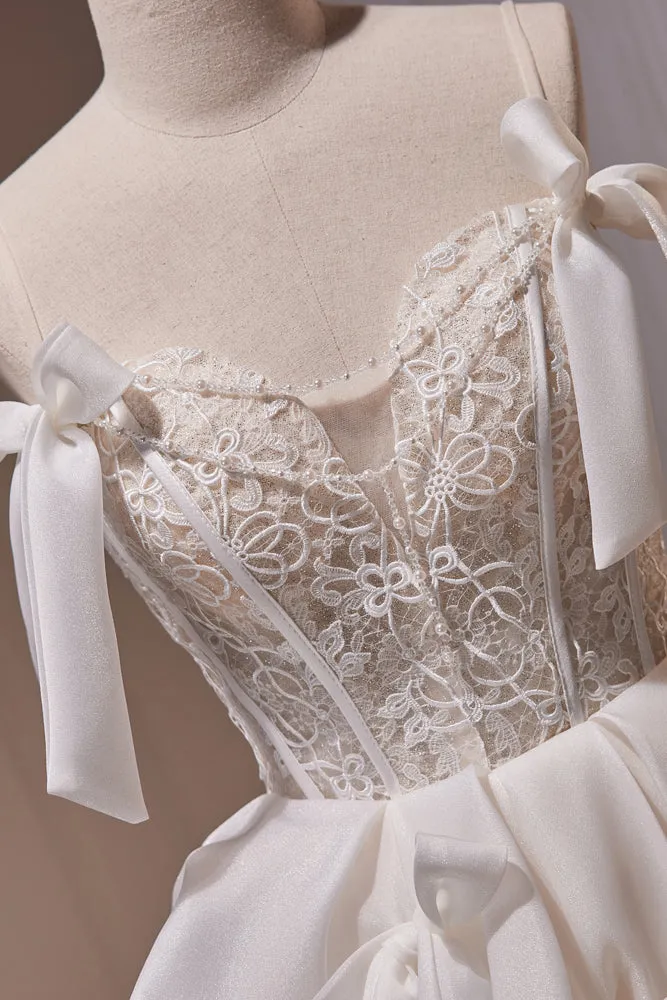 Spaghetti Straps Beading Lace Short Homecoming Dresses