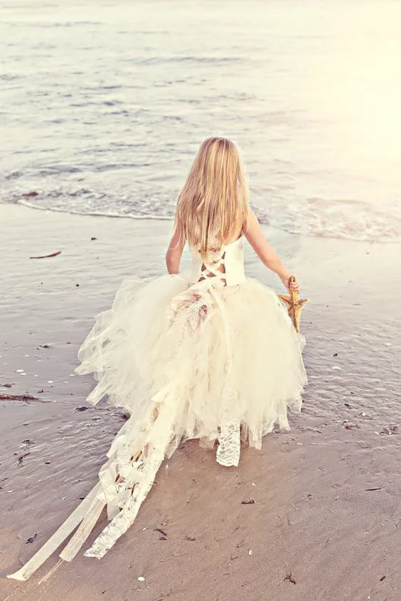 Square Neck Lace Corset Flower Girls Dresses with Puffy Tulle Skirt