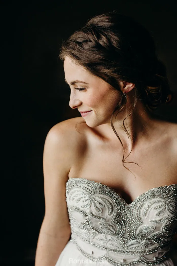 Sweetheart Beading Top Long Backless Chiffon Wedding Dresses, WD0434