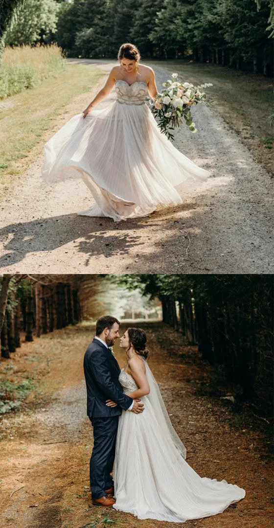 Sweetheart Beading Top Long Backless Chiffon Wedding Dresses, WD0434