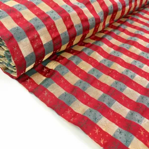 Taffeta Fabric - Green, red, gold
