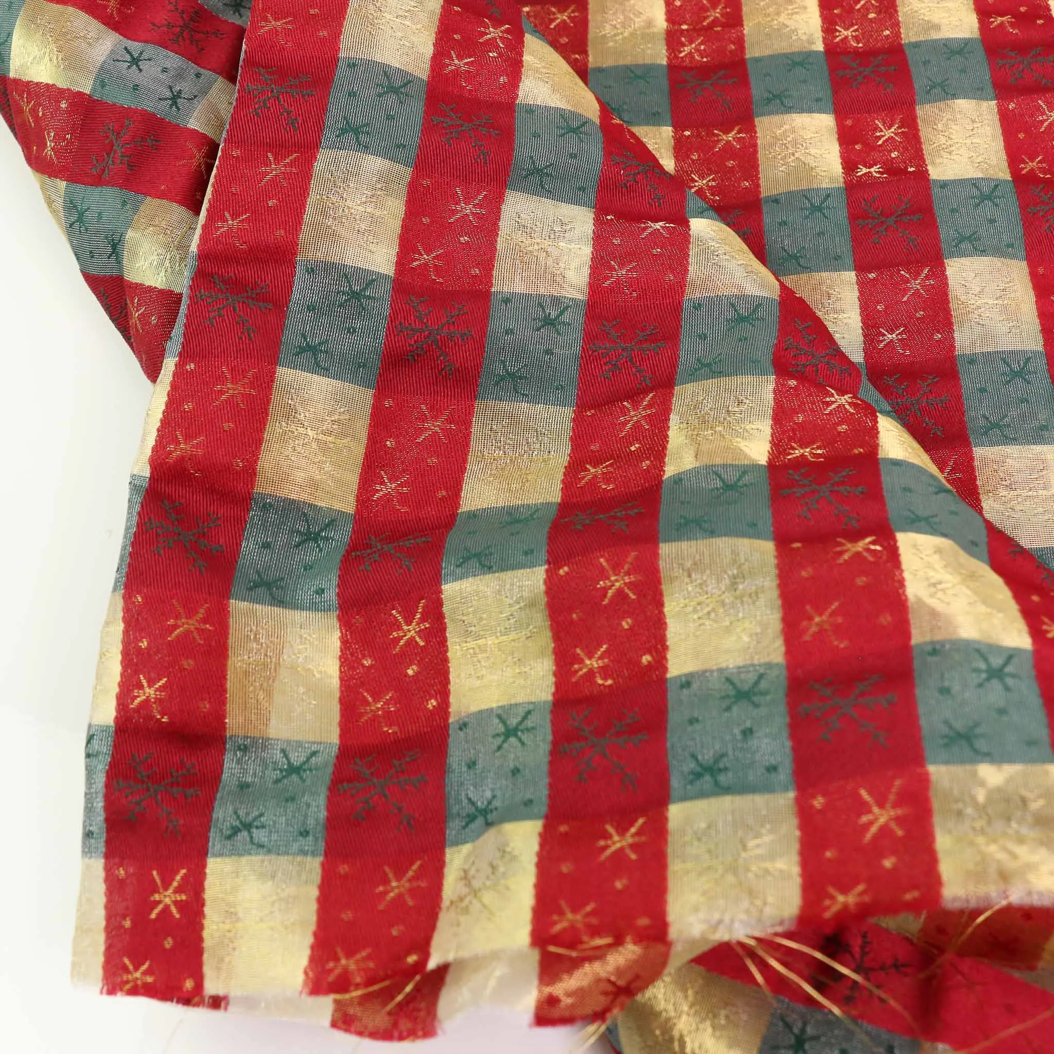 Taffeta Fabric - Green, red, gold
