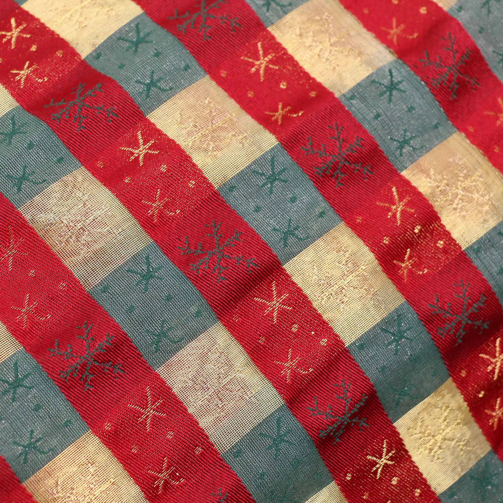 Taffeta Fabric - Green, red, gold