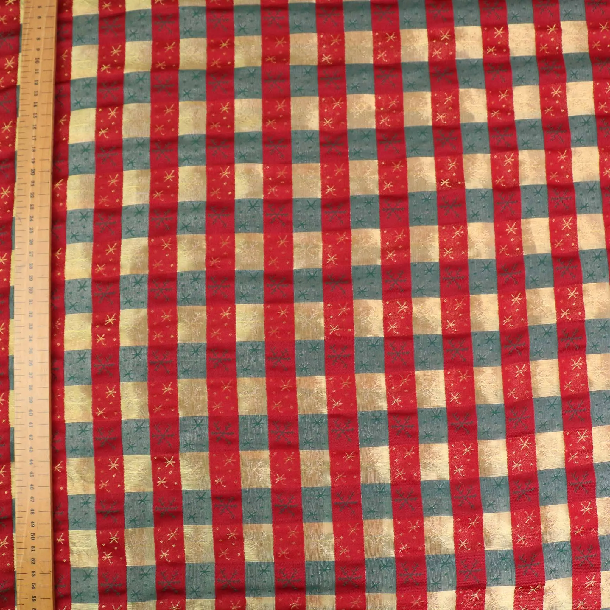 Taffeta Fabric - Green, red, gold