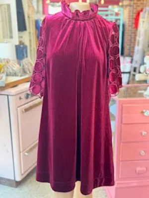 Take Me Out Velvet Dress- Wine