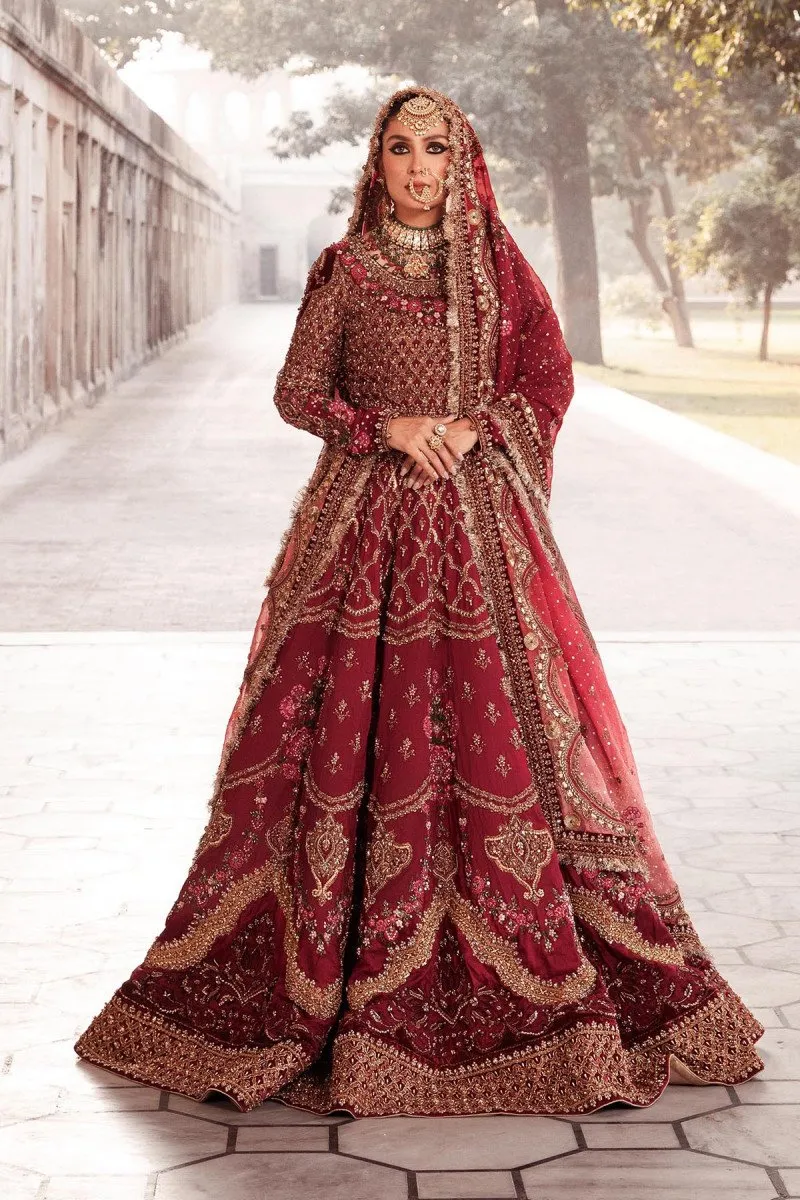 Tena Durrani Pakistani Bridal Dress in Traditional Pishwas Style