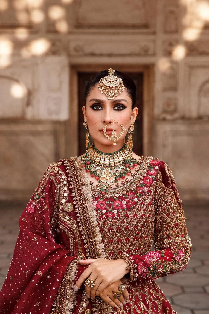 Tena Durrani Pakistani Bridal Dress in Traditional Pishwas Style