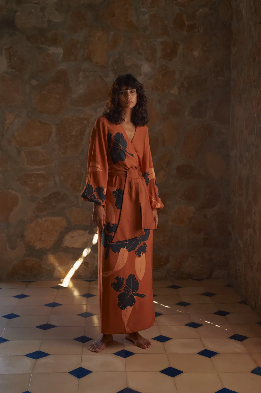 Tertulia Martellato Silk Maxi Dress in Terra
