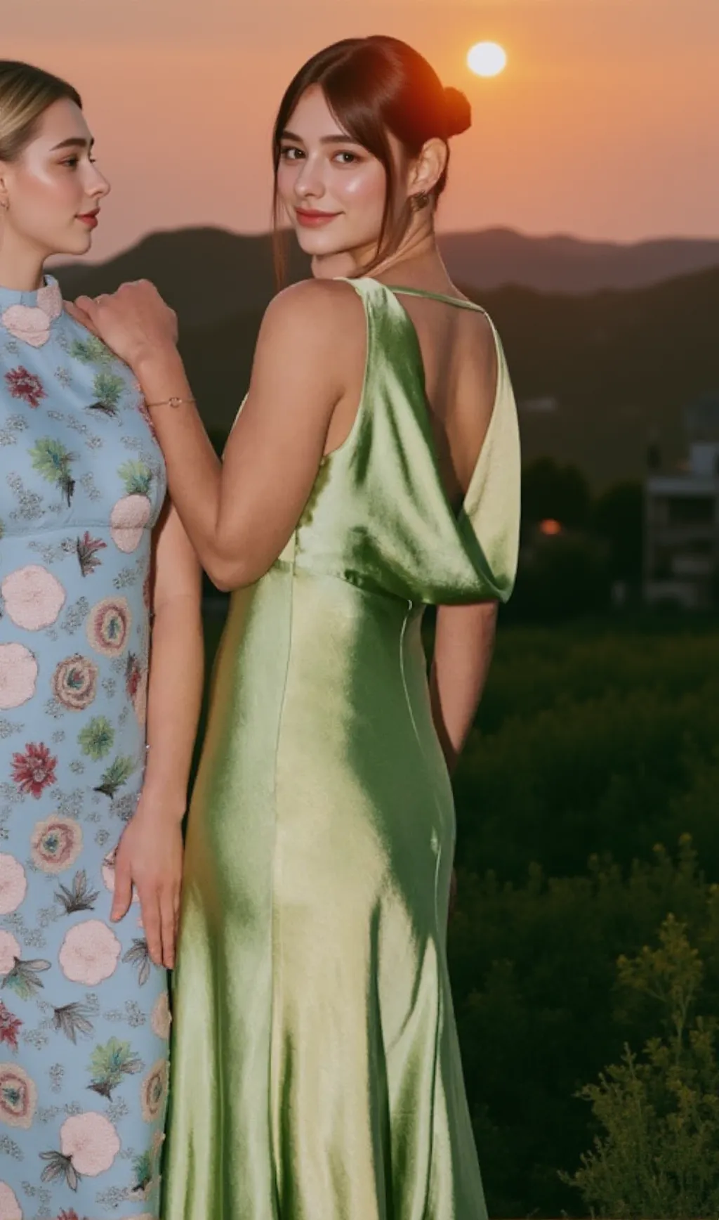 The Elodie Satin Dress In Pistachio