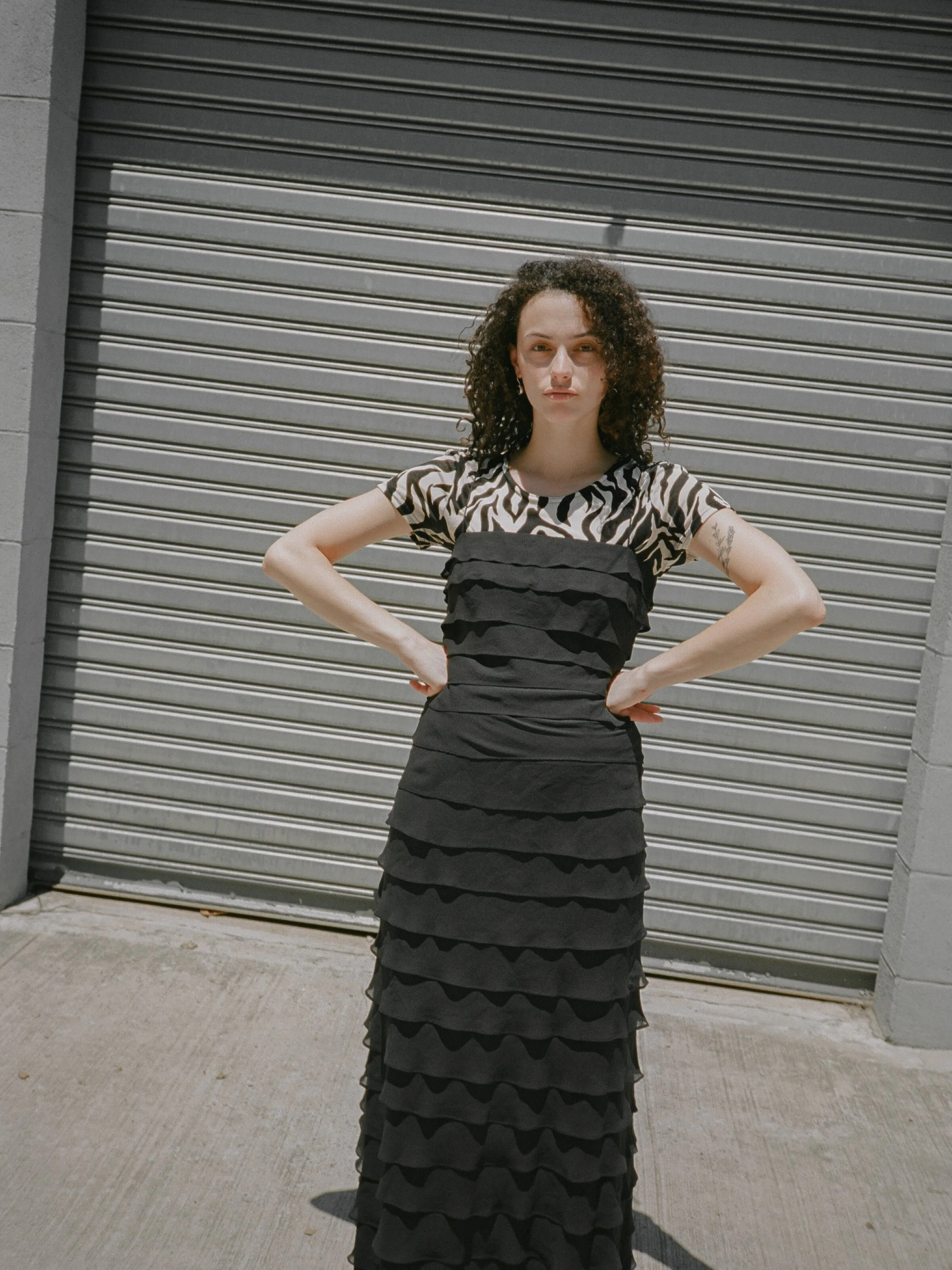 Tiered Silk Chiffon Dress