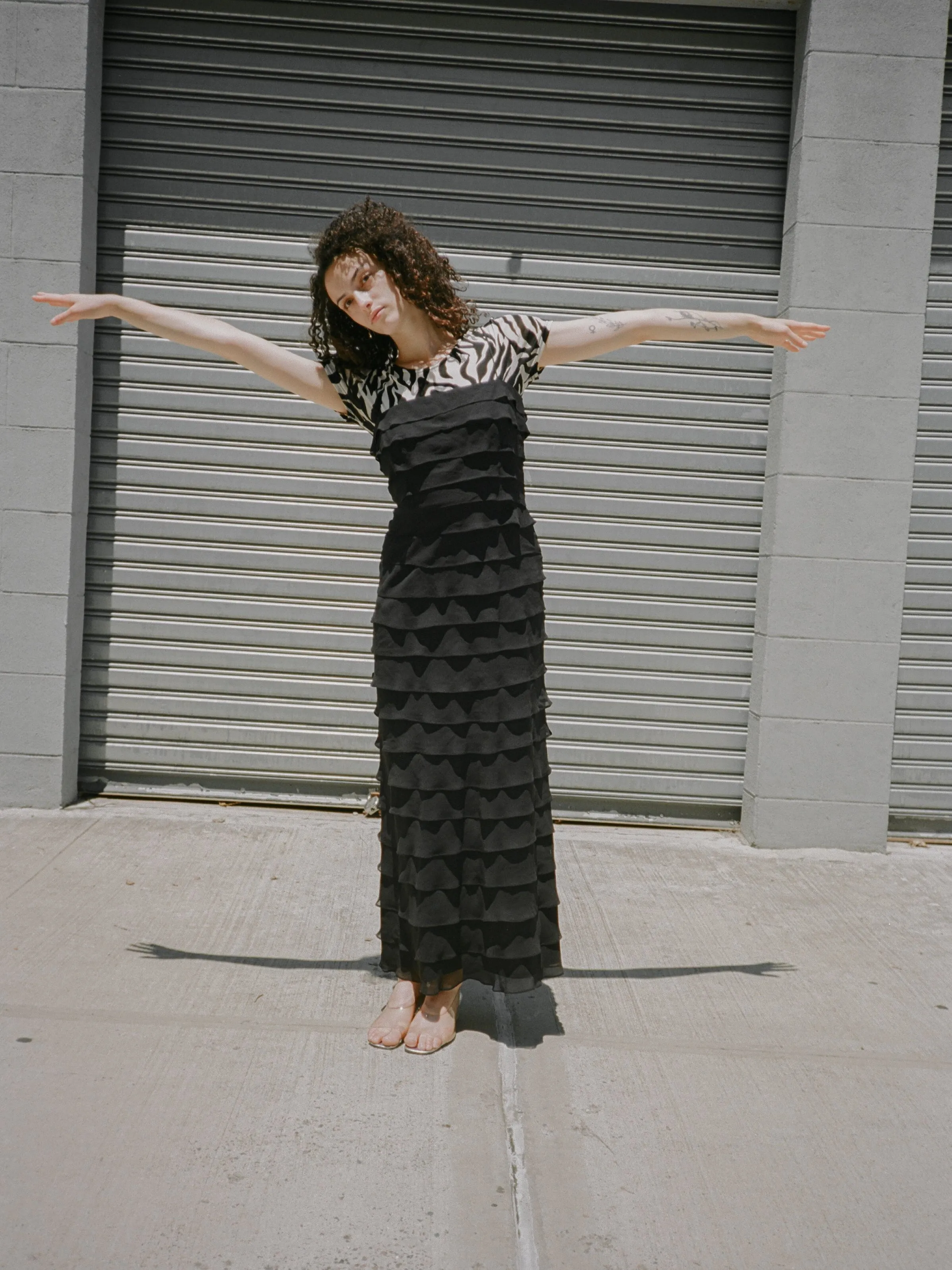 Tiered Silk Chiffon Dress