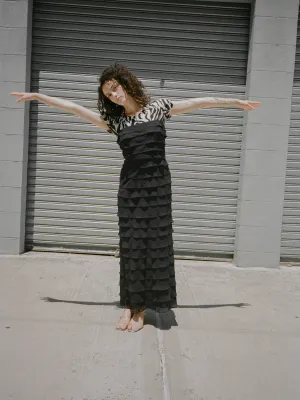 Tiered Silk Chiffon Dress