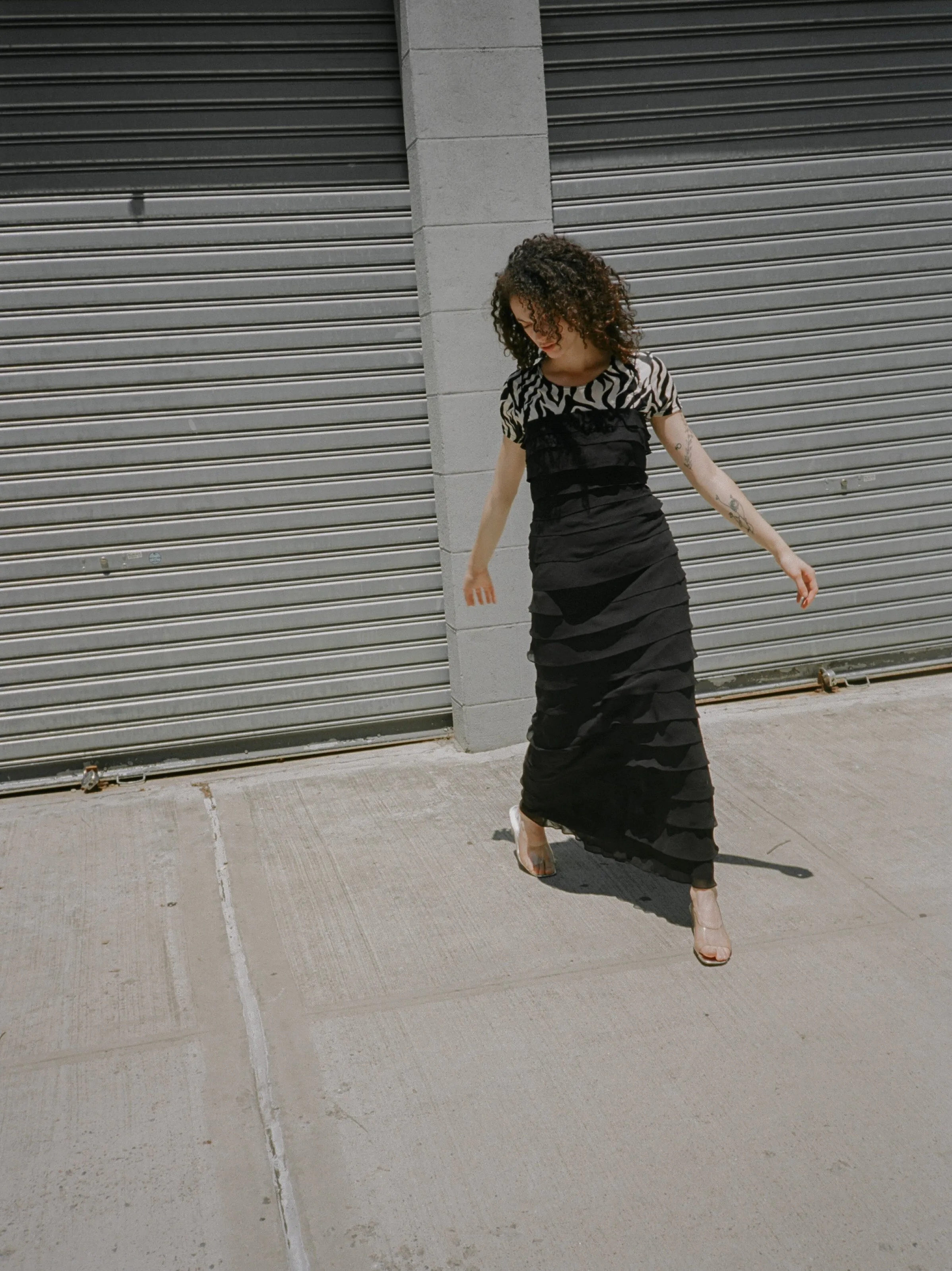 Tiered Silk Chiffon Dress