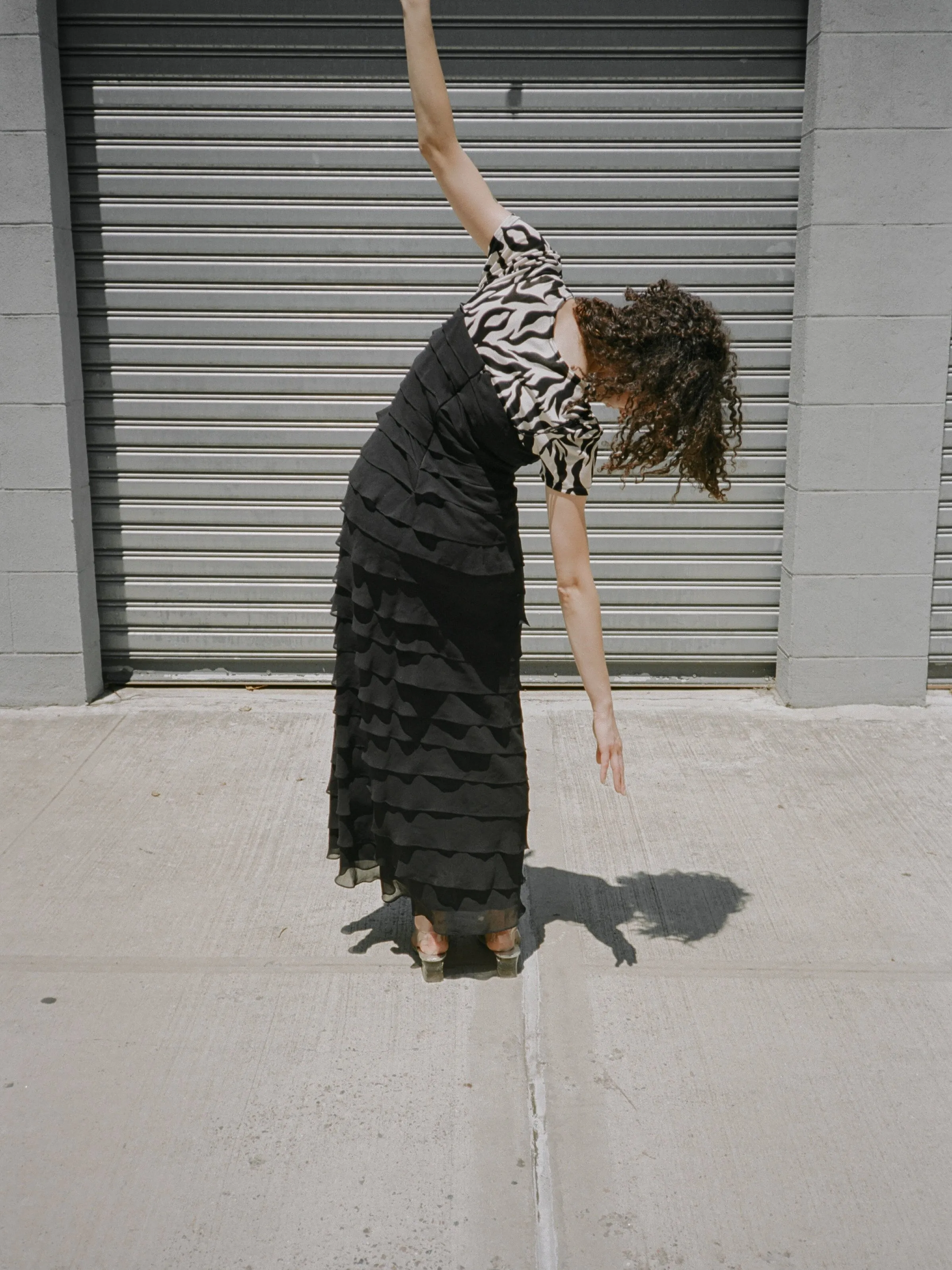 Tiered Silk Chiffon Dress
