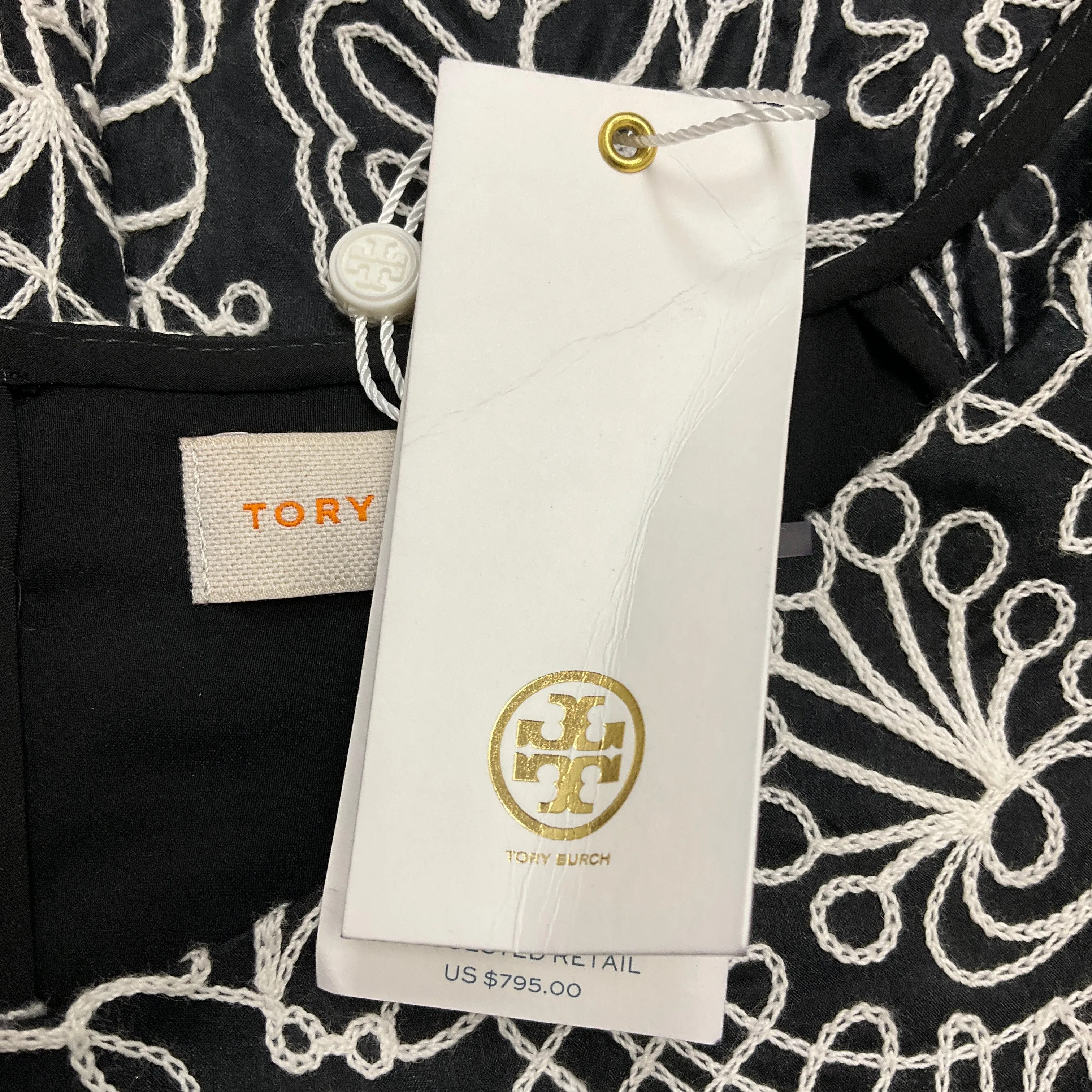 Tory Burch Black / White Doodle Flower Dress