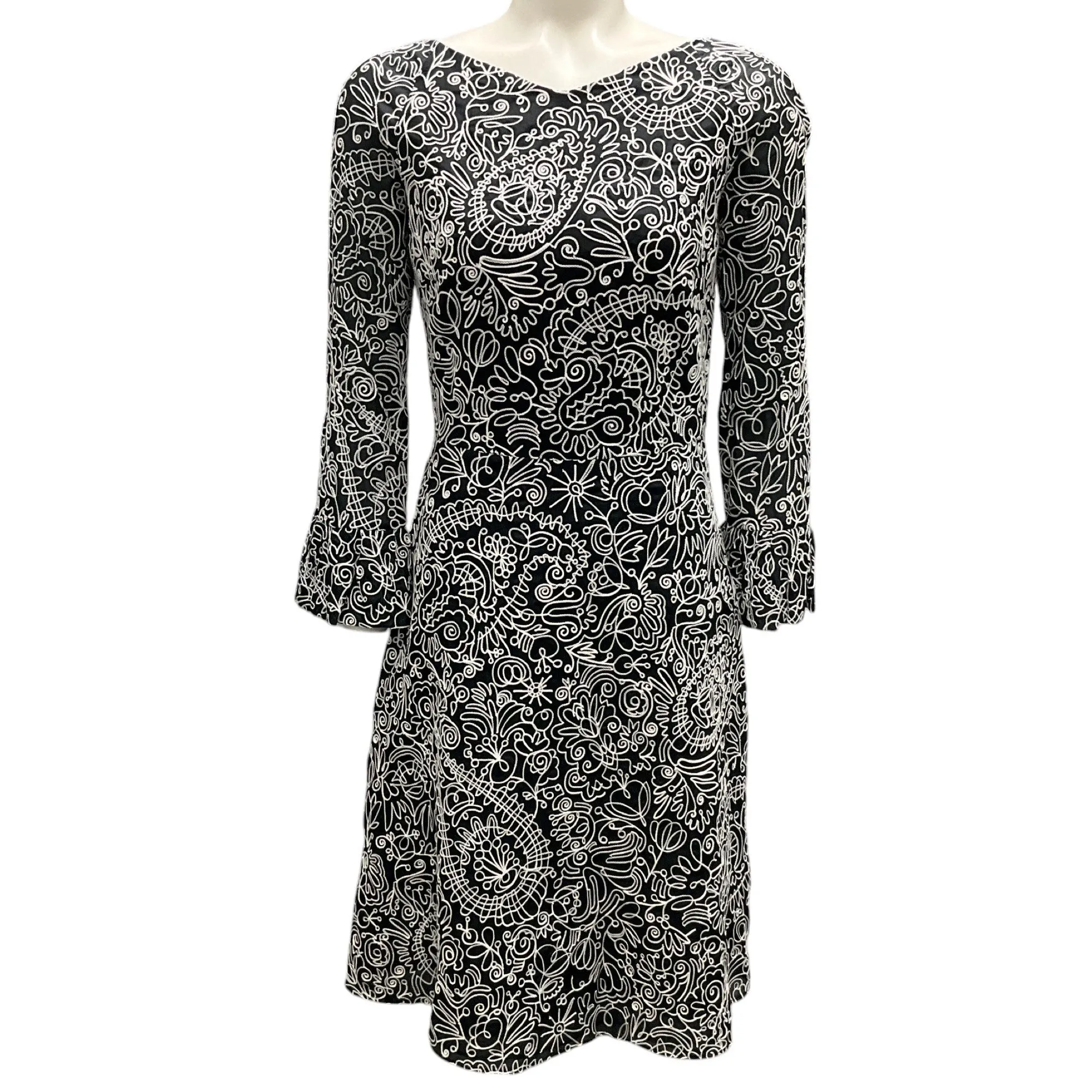 Tory Burch Black / White Doodle Flower Dress