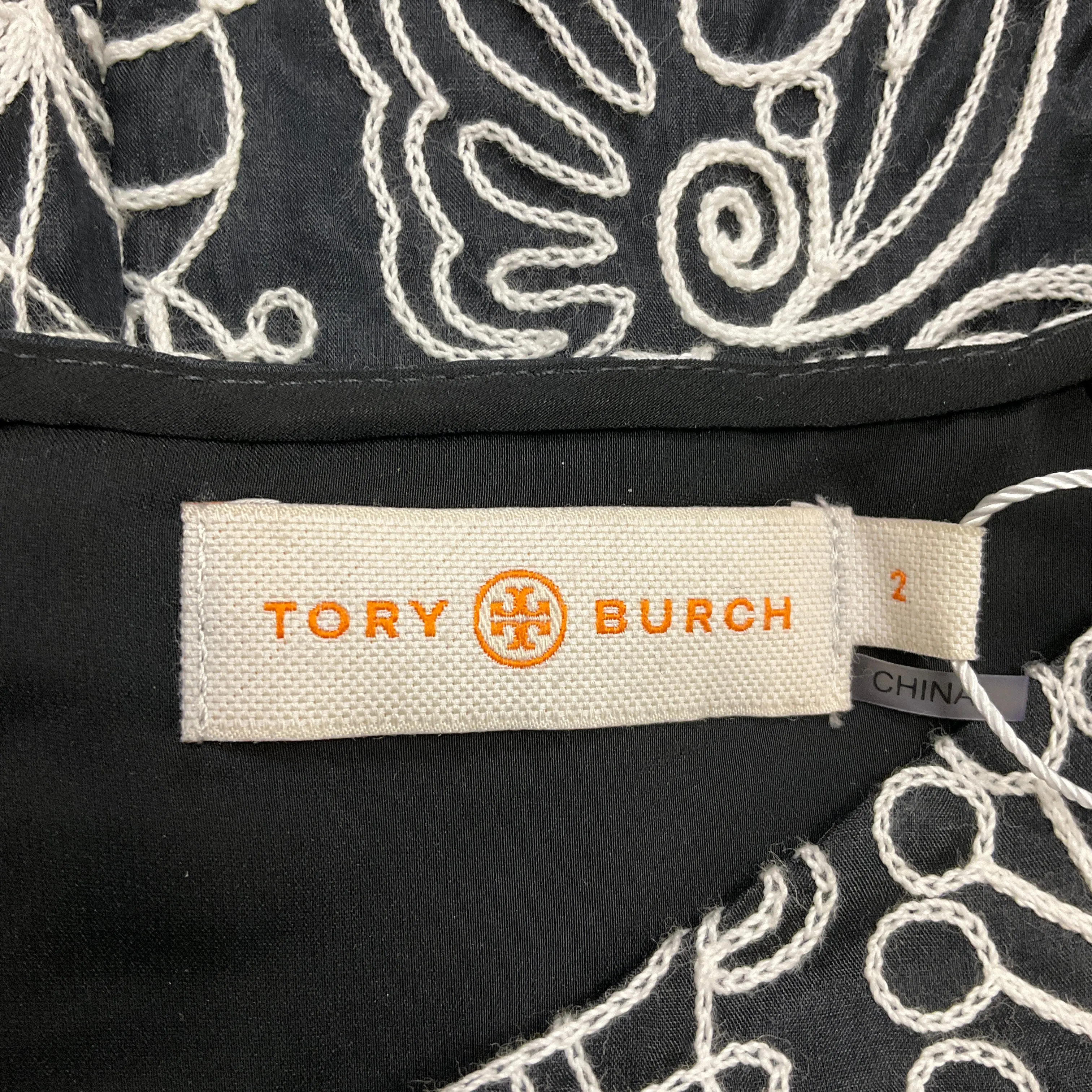 Tory Burch Black / White Doodle Flower Dress