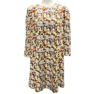 Tory Burch Brown Multi 2021 Reverie Silk Wool Challis Short Dress