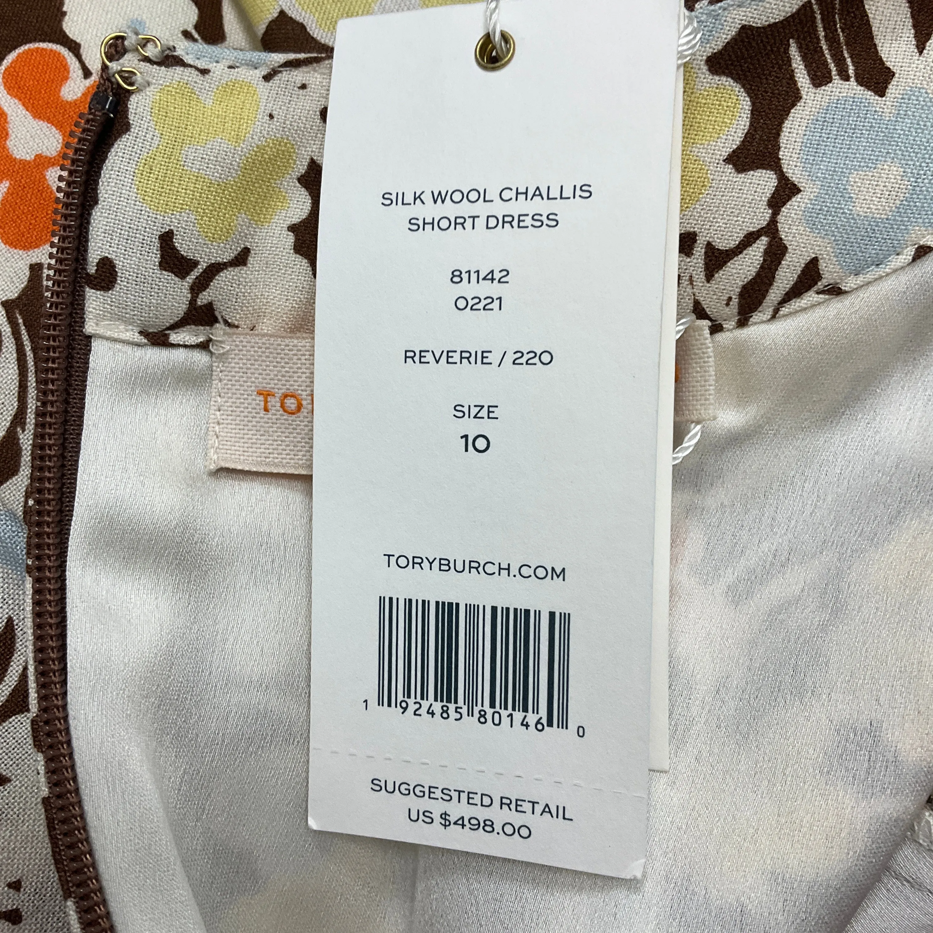 Tory Burch Brown Multi 2021 Reverie Silk Wool Challis Short Dress