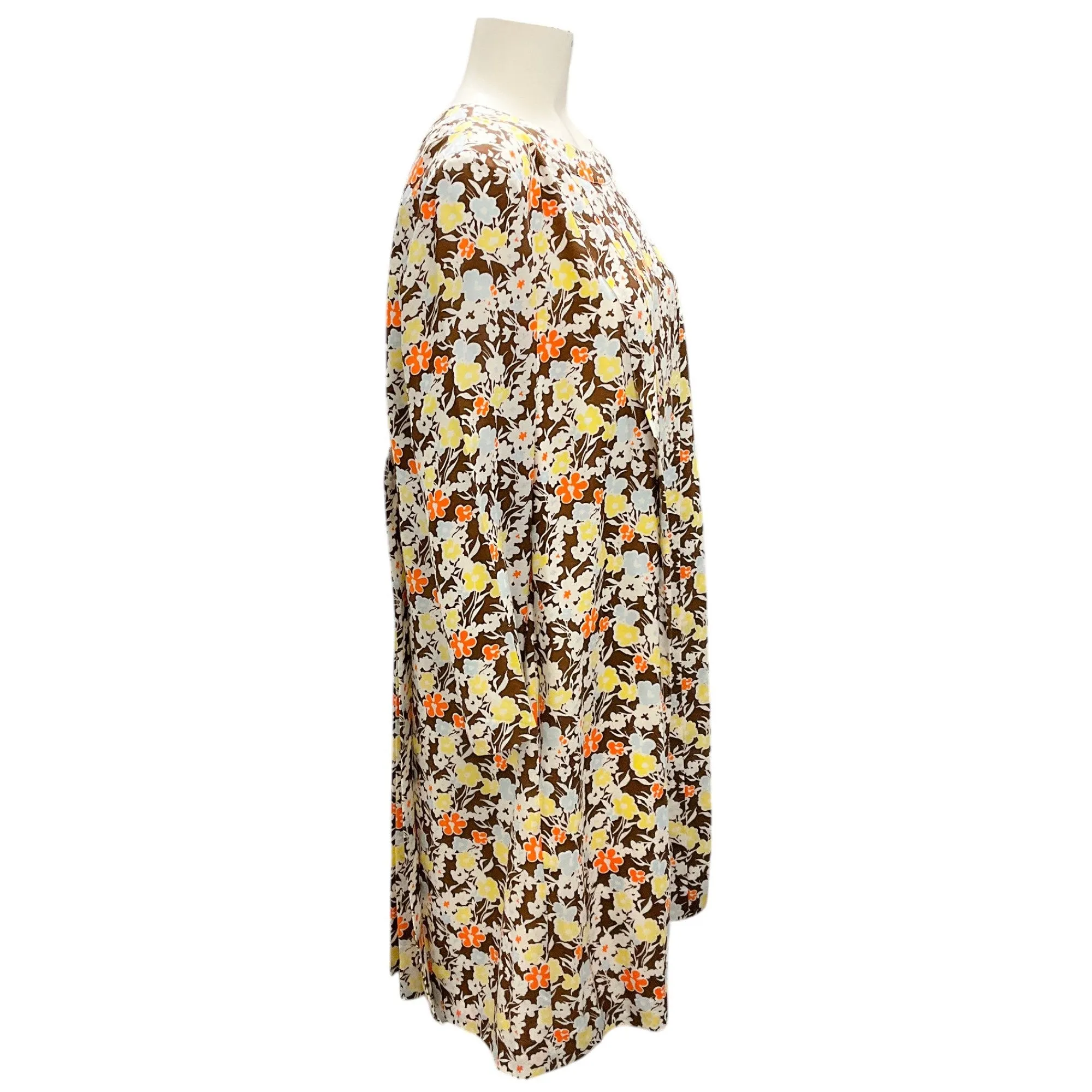Tory Burch Brown Multi 2021 Reverie Silk Wool Challis Short Dress