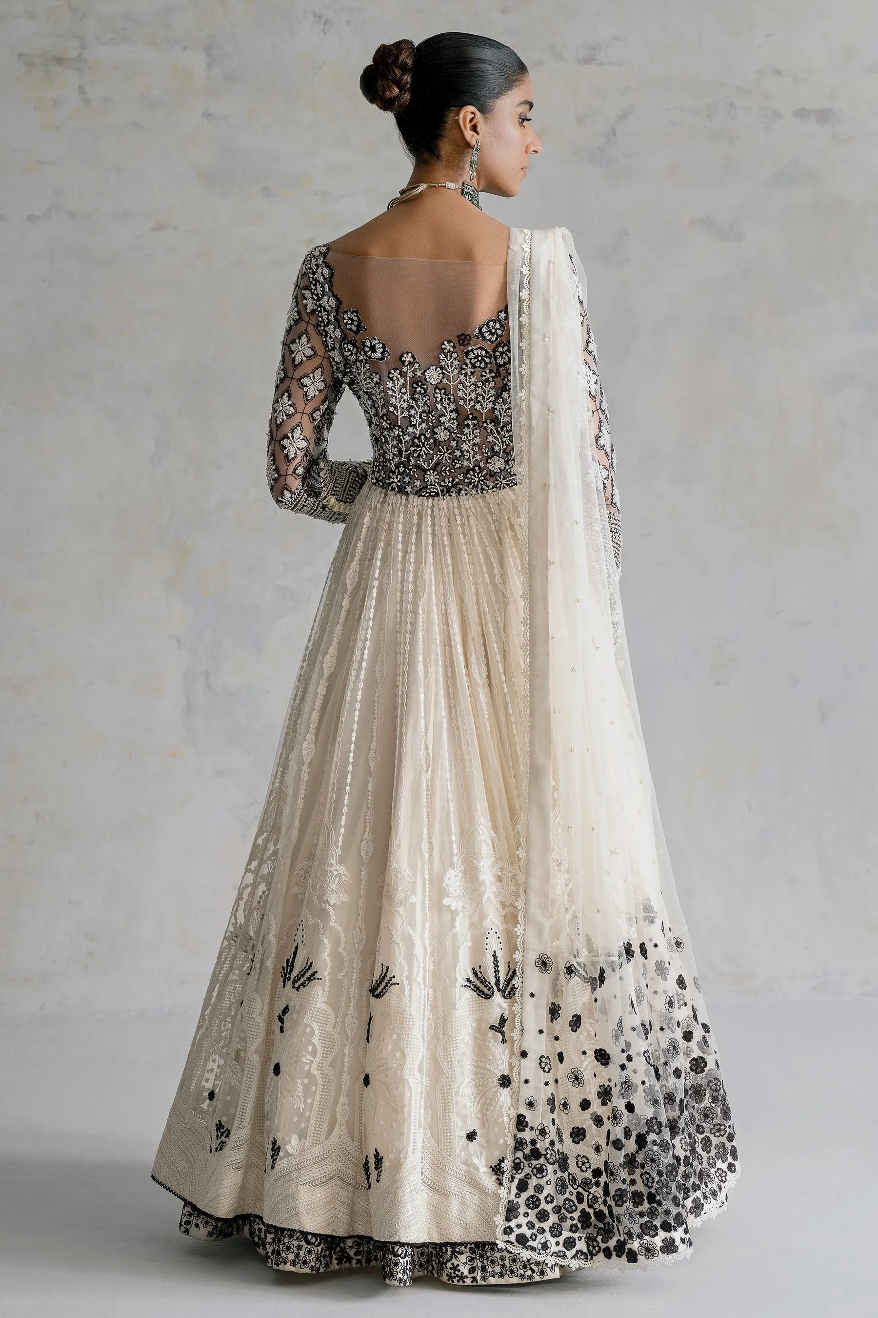 Traditional Net Pishwas Frock Pakistani Wedding Dress