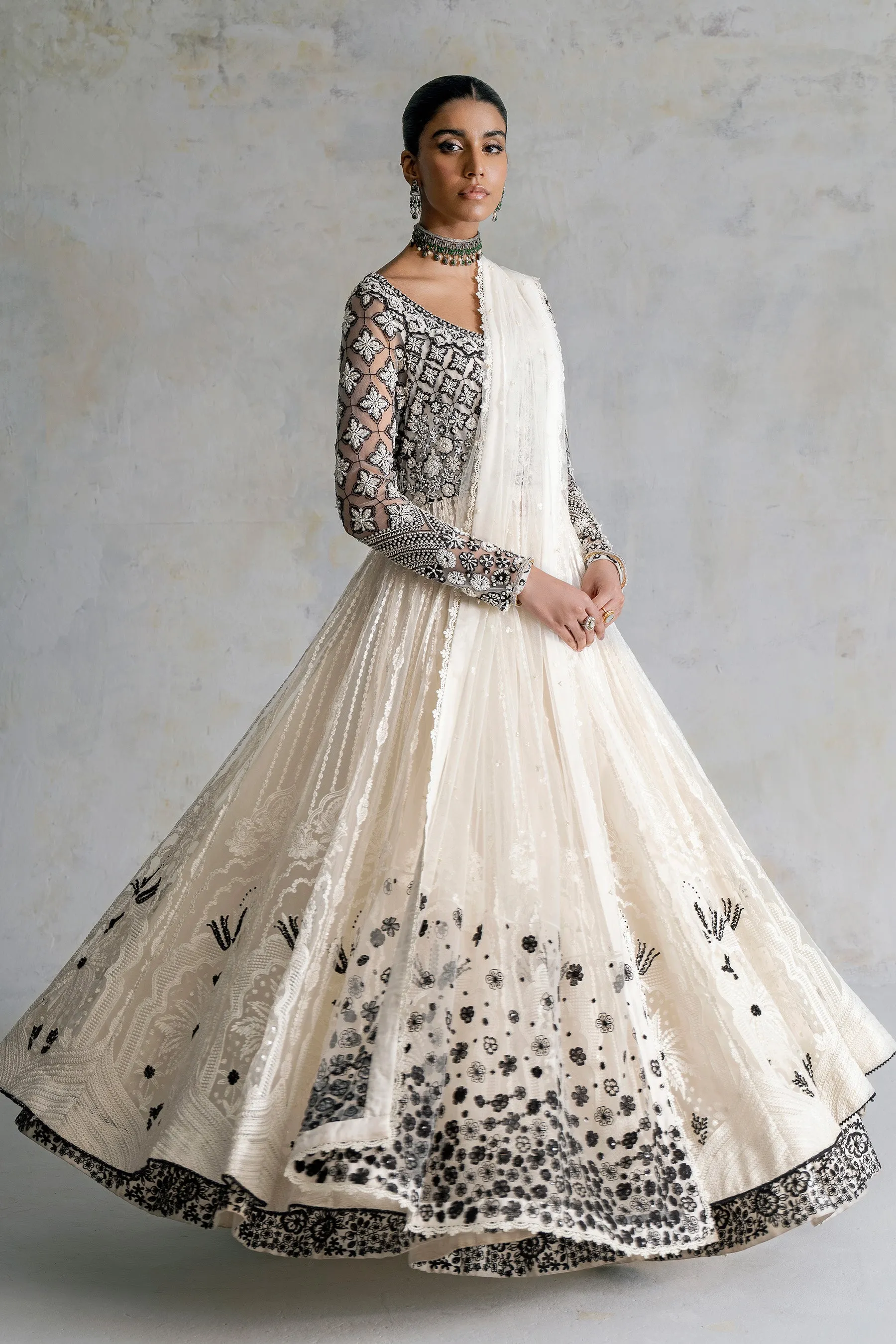 Traditional Net Pishwas Frock Pakistani Wedding Dress