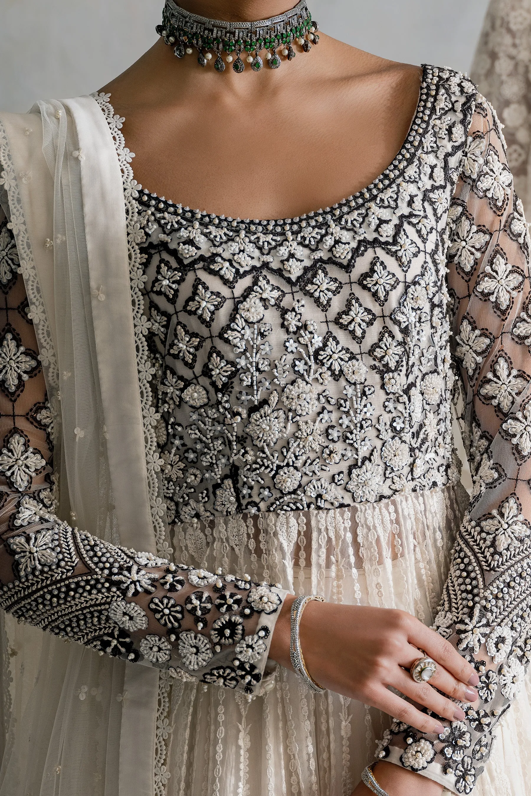 Traditional Net Pishwas Frock Pakistani Wedding Dress