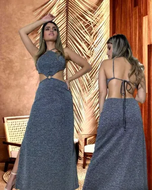 Trikini Long Silver Dress