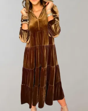 Ursula® | Loose velvet dress with a V-neck