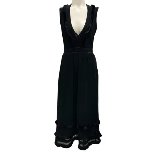 Valentino Black Fringed Silk Knit Midi Dress