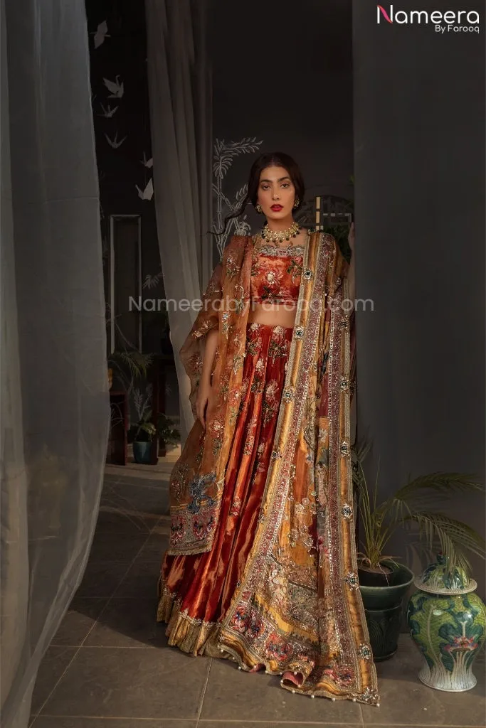 Velvet Bridal Lehnga Dress for Pakistani Wedding #BN1000